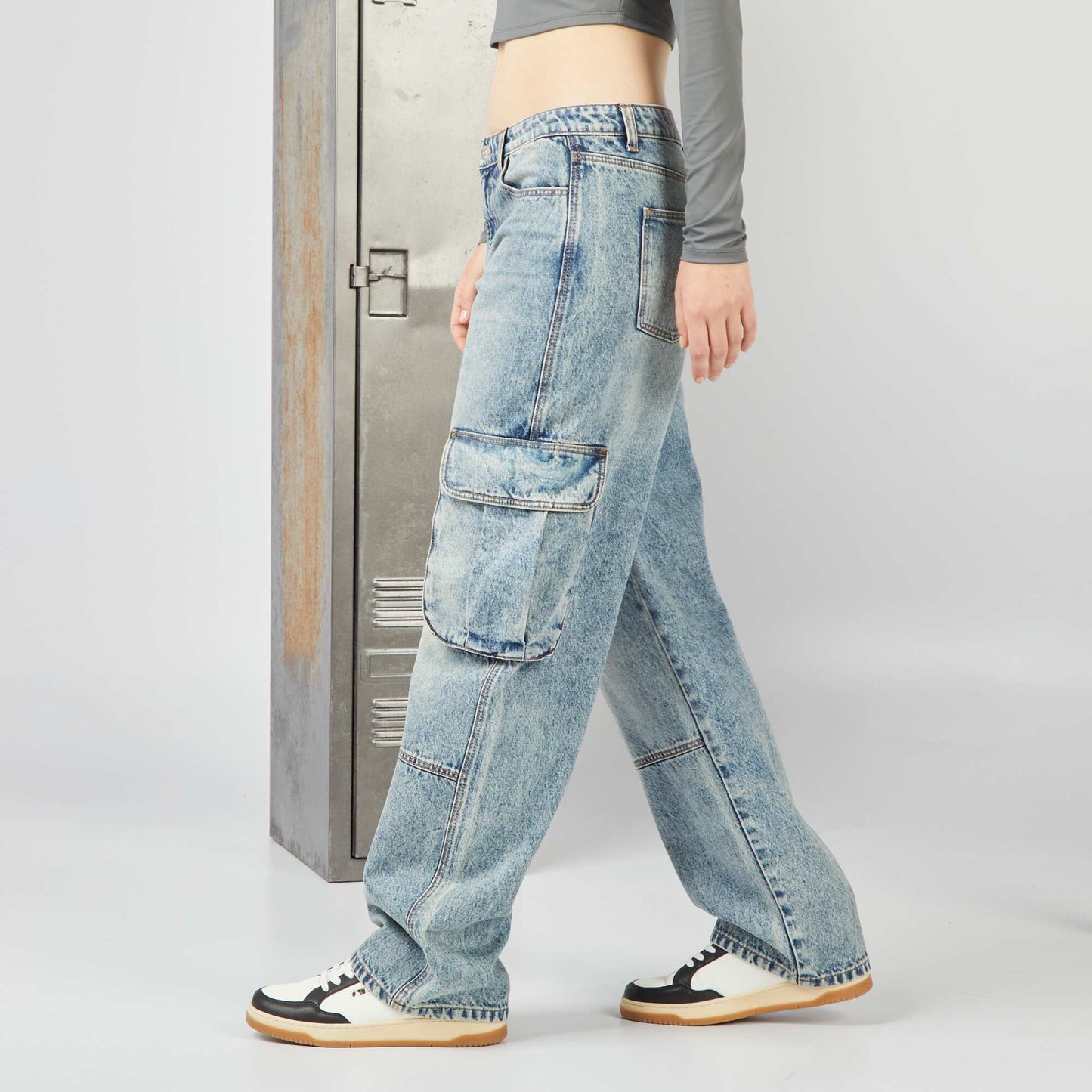 Straight-leg jeans with side pockets BLUE