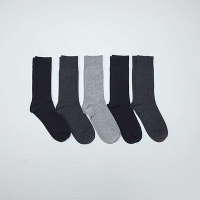 Pack of 5 pairs of ribbed socks BLACK
