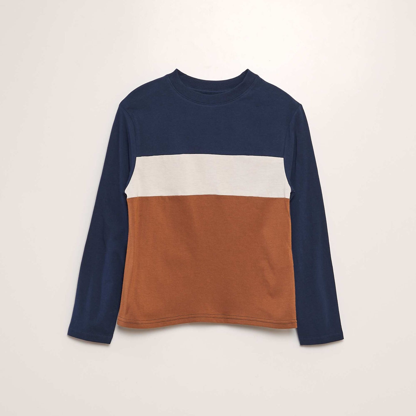 Colour block jersey T-shirt BROWN