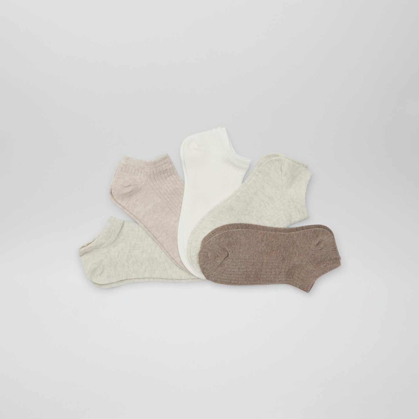 Pack of 5 pairs of invisible socks BEIGE