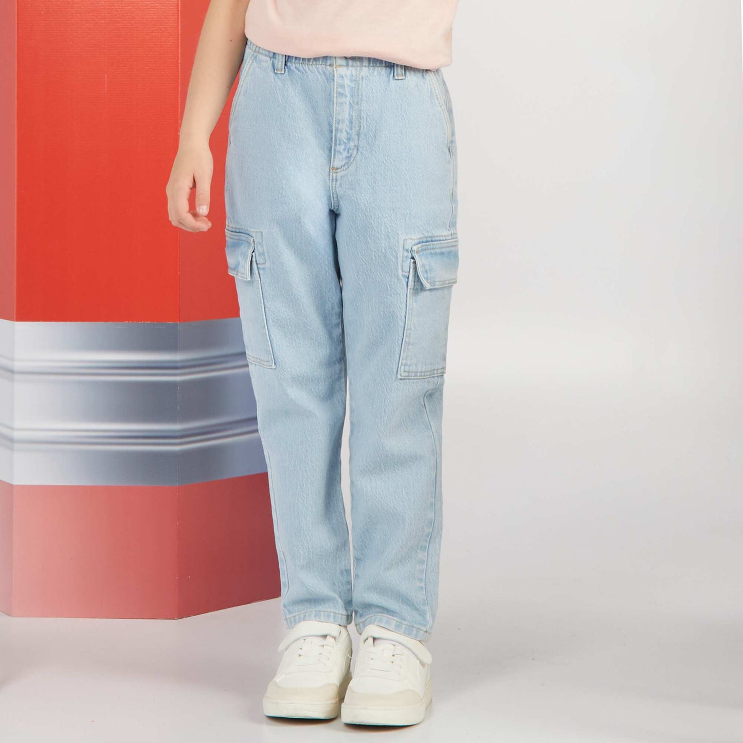 Mom jeans with flap pockets BLUE