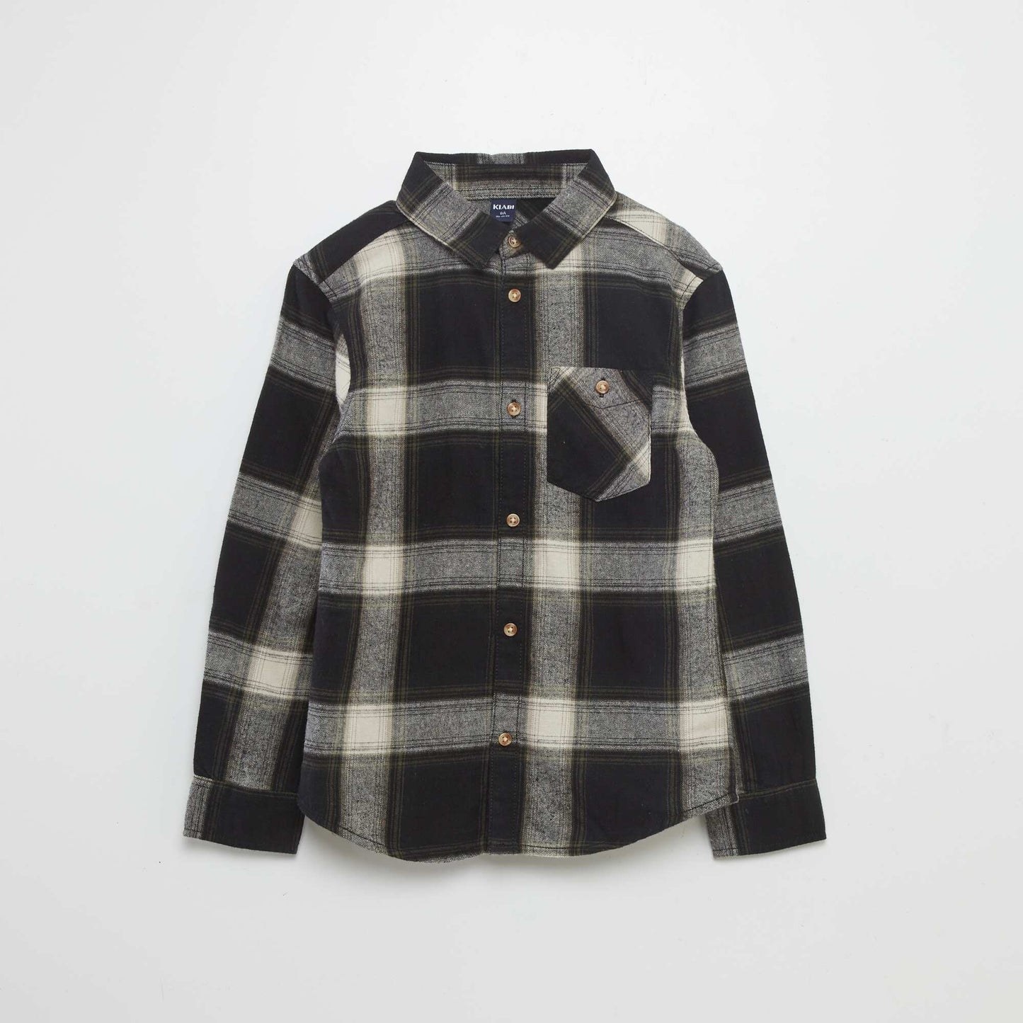 Straight flannel shirt BLACK