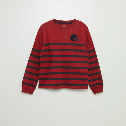 Breton T-shirt with bouclé lettering RED