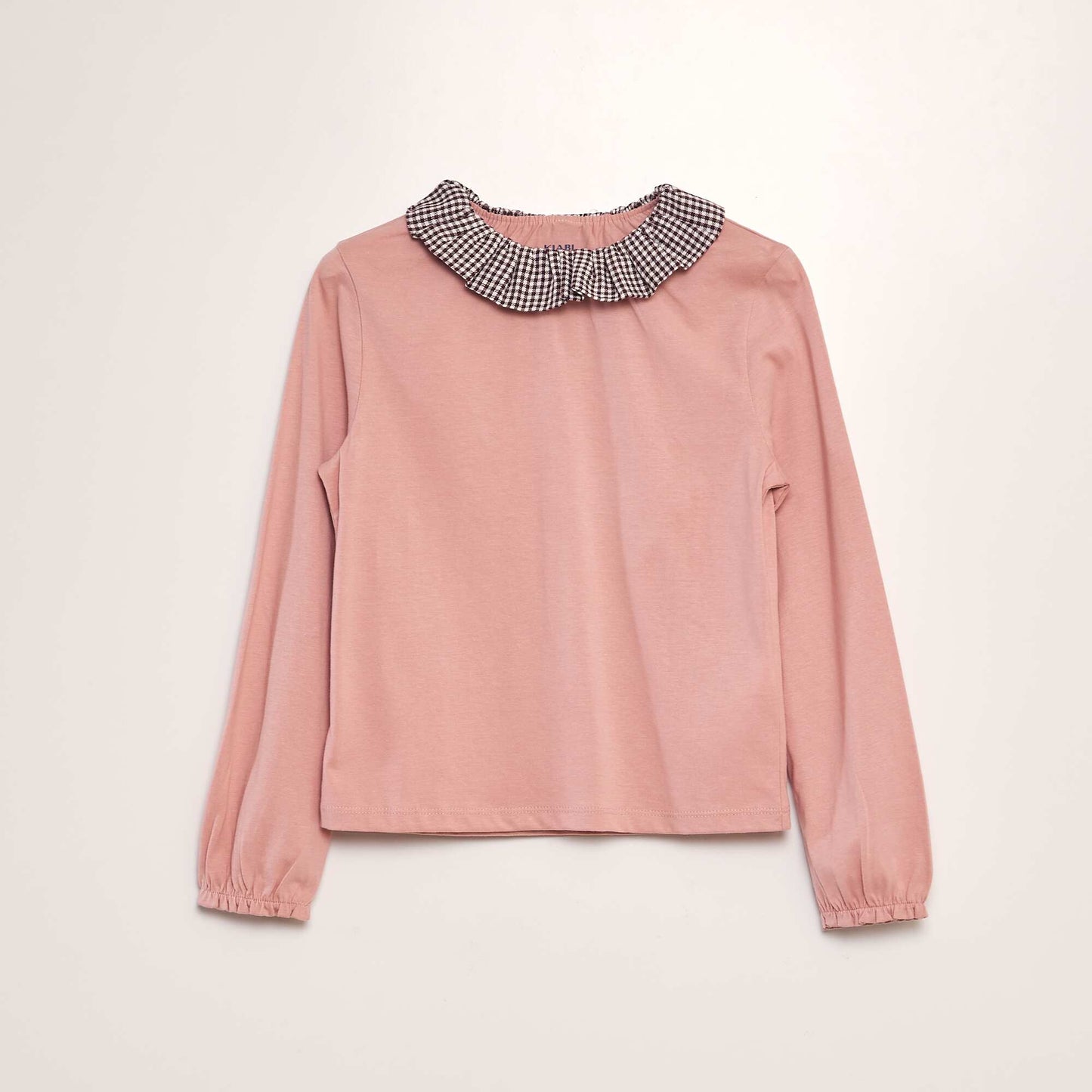 Jersey T-shirt with small ruffled collar PINK