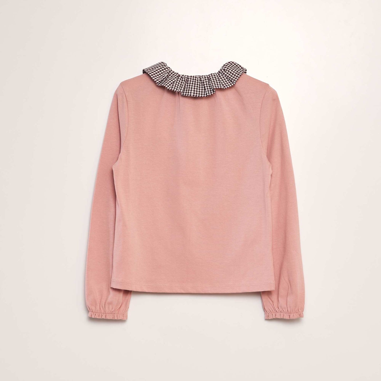 Jersey T-shirt with small ruffled collar PINK