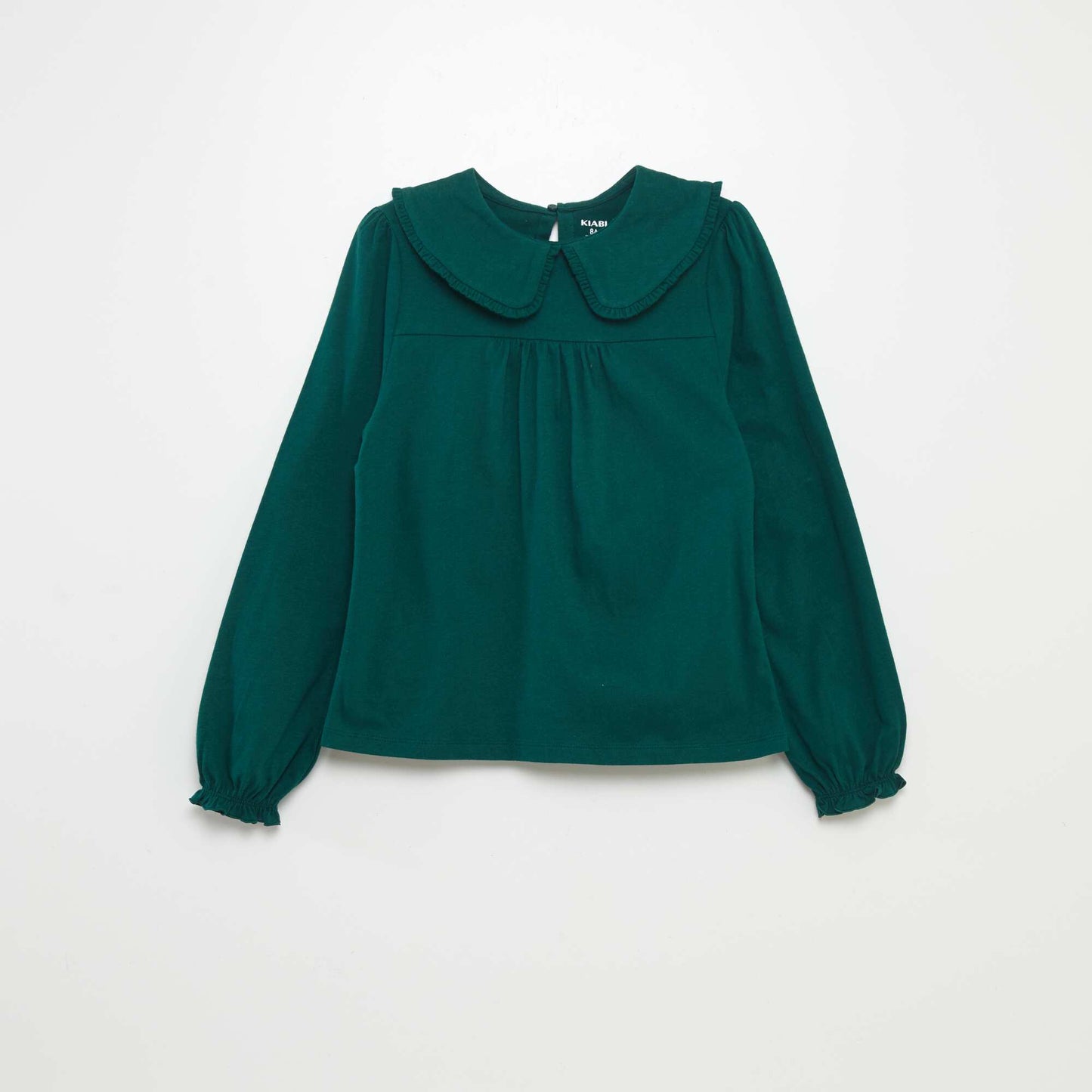 T-shirt with Peter Pan collar green