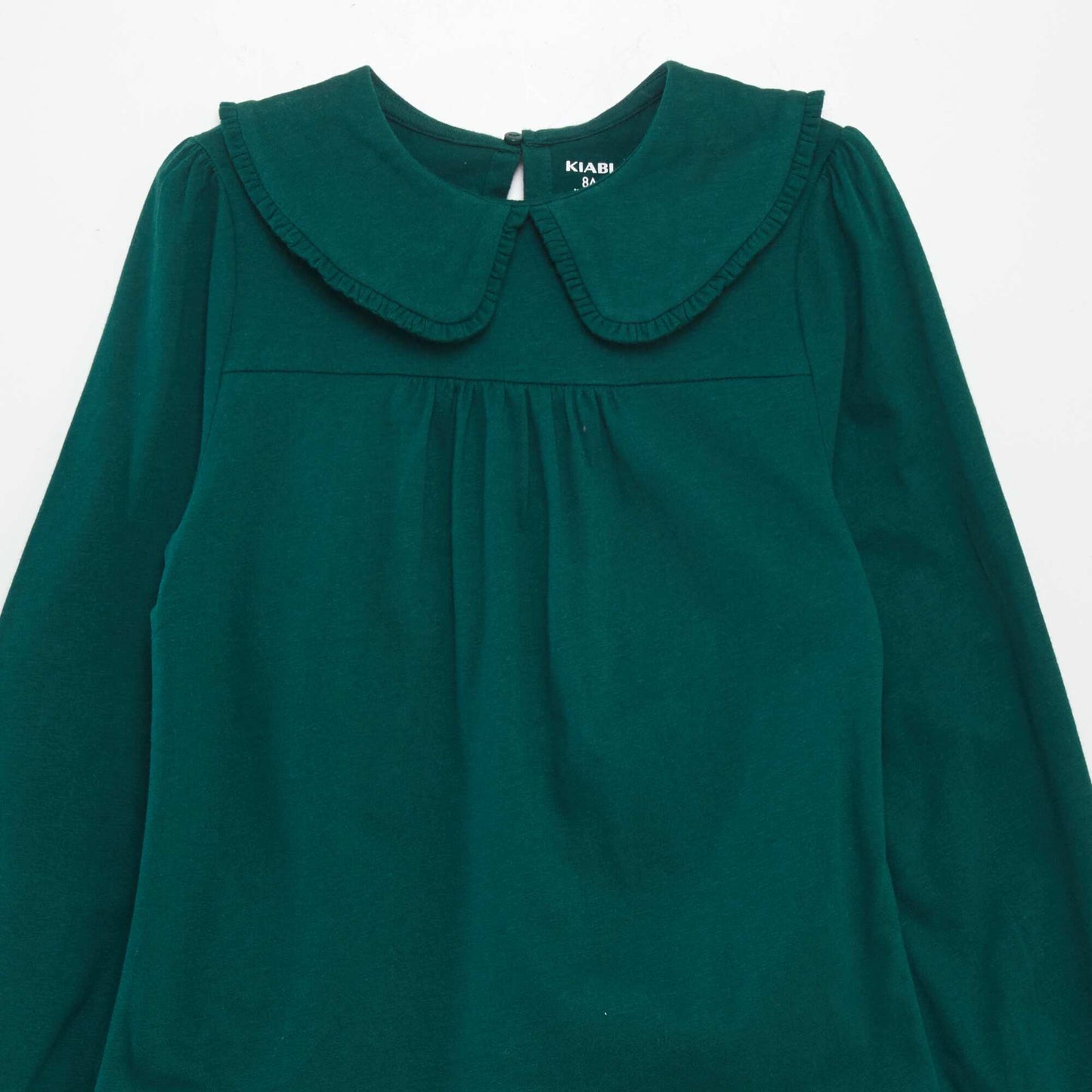 T-shirt with Peter Pan collar green