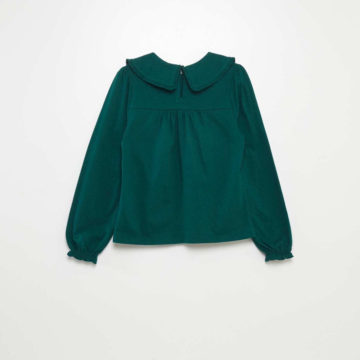 T-shirt with Peter Pan collar green