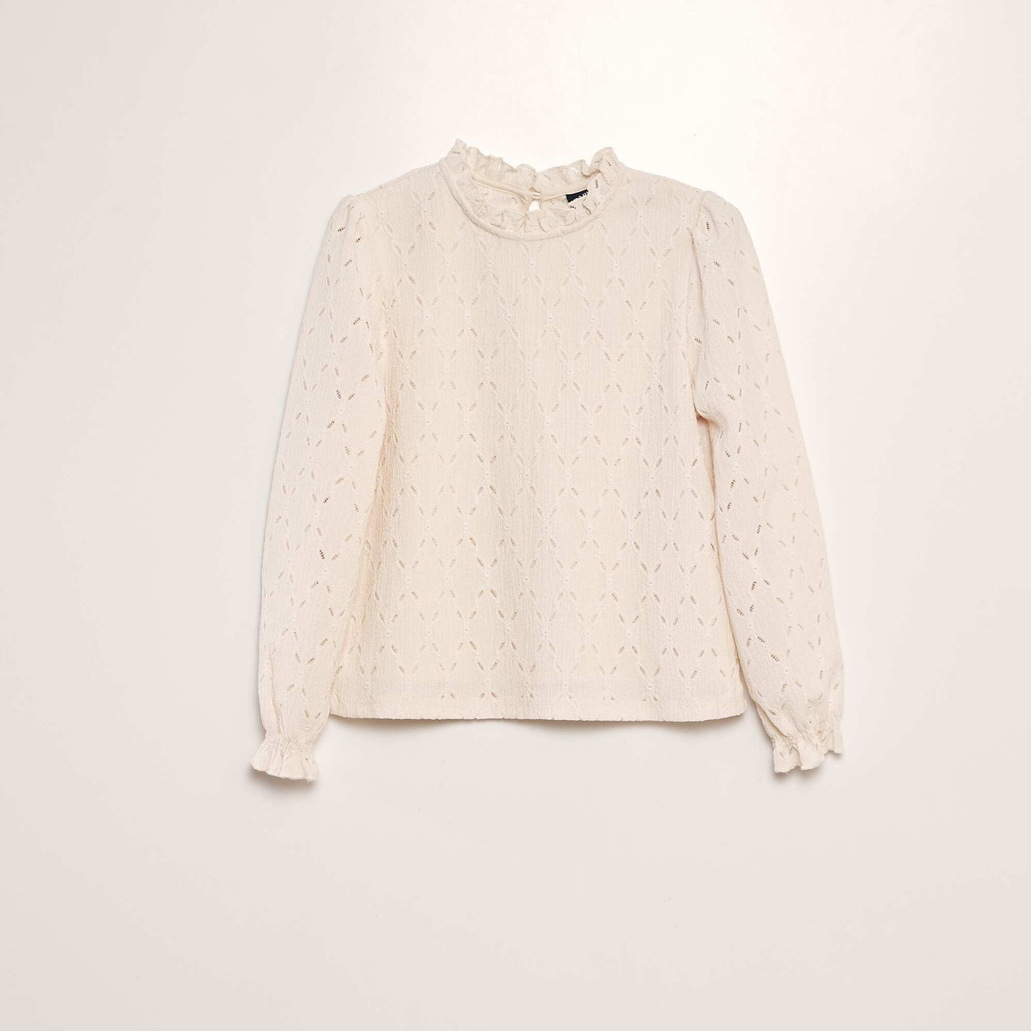 Openwork knit T-shirt WHITE