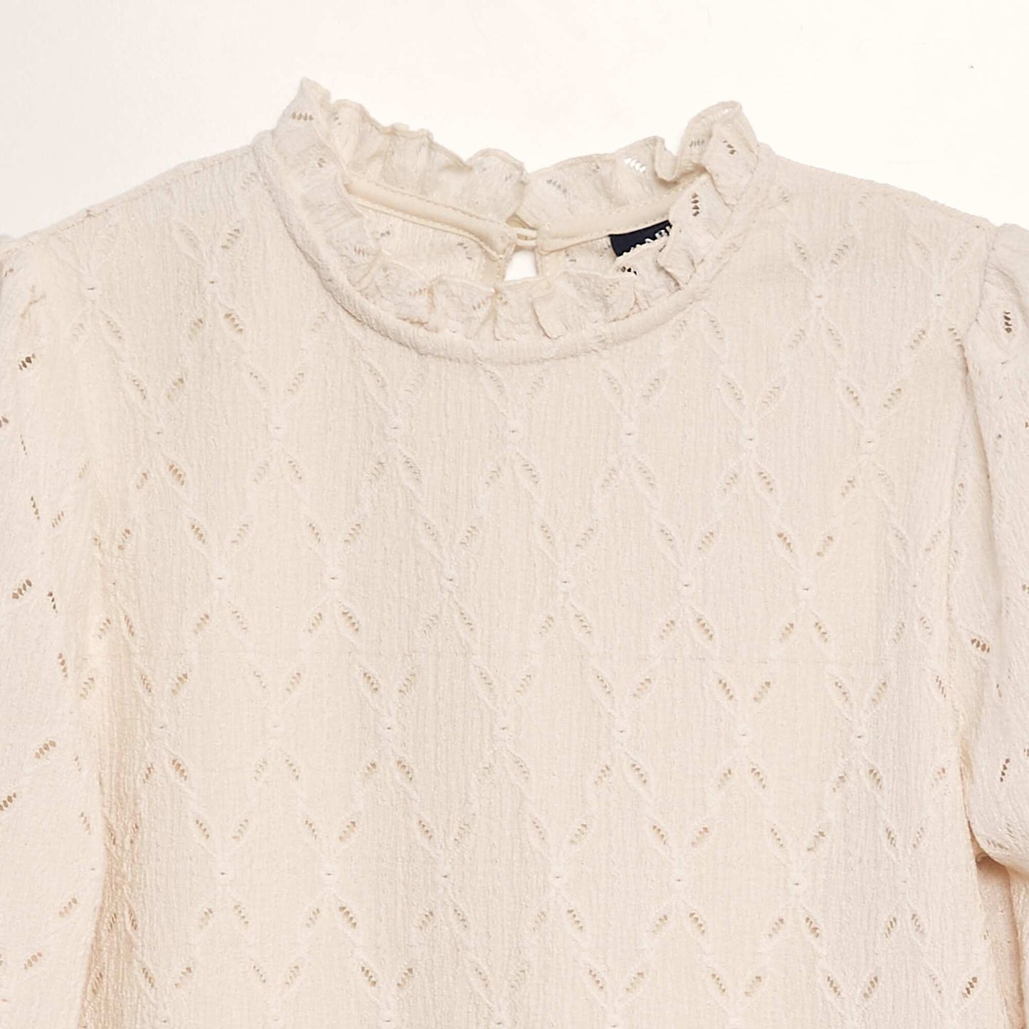 Openwork knit T-shirt WHITE