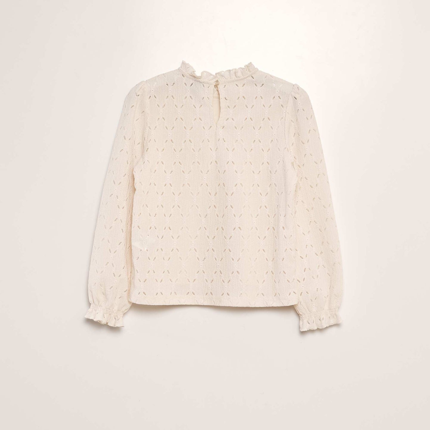 Openwork knit T-shirt WHITE