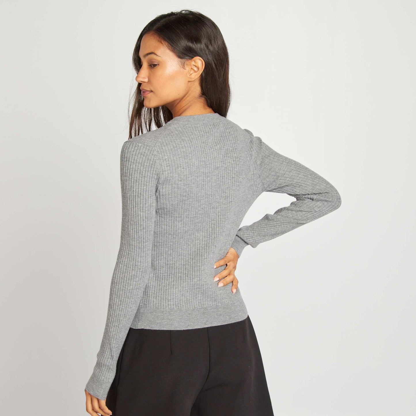 Ribbed cardigan GREY