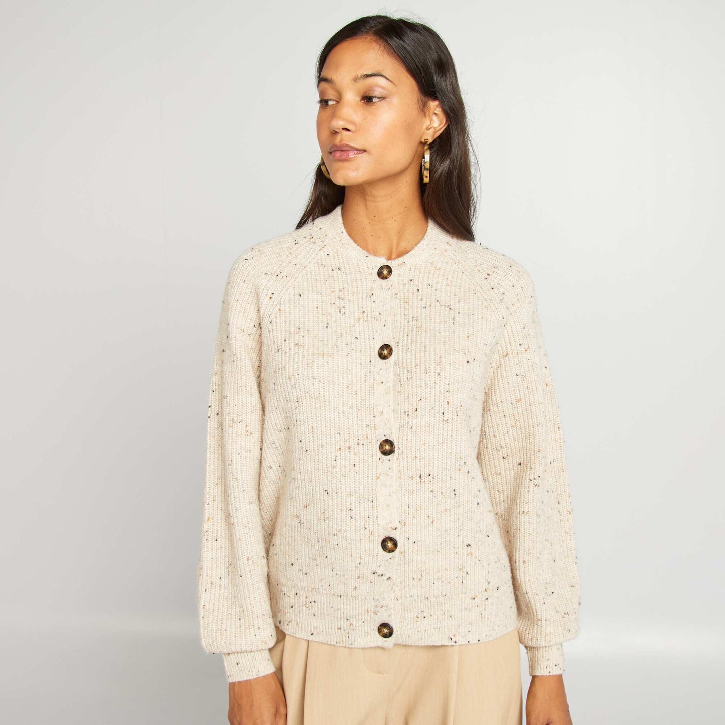 Chunky knit cardigan BEIGE