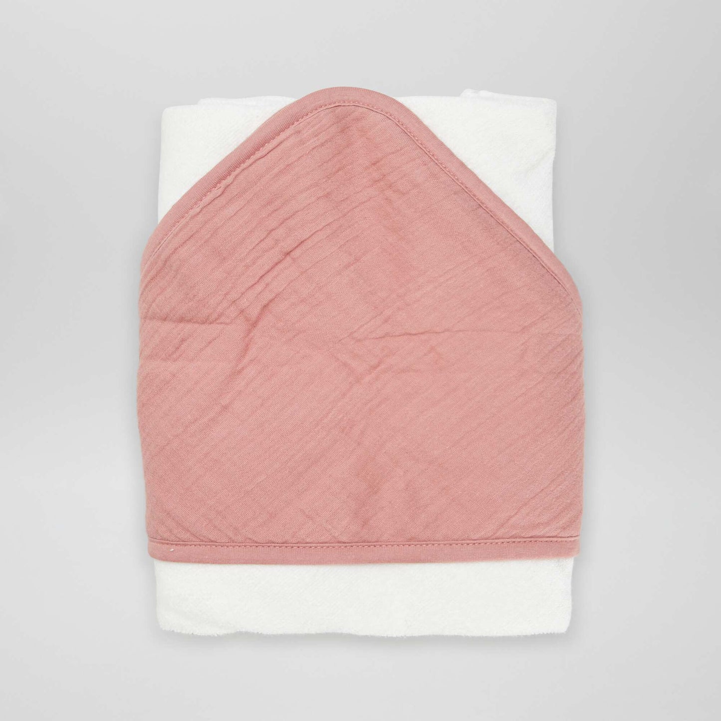 Hooded towelling and cotton gauze bath towel PINK