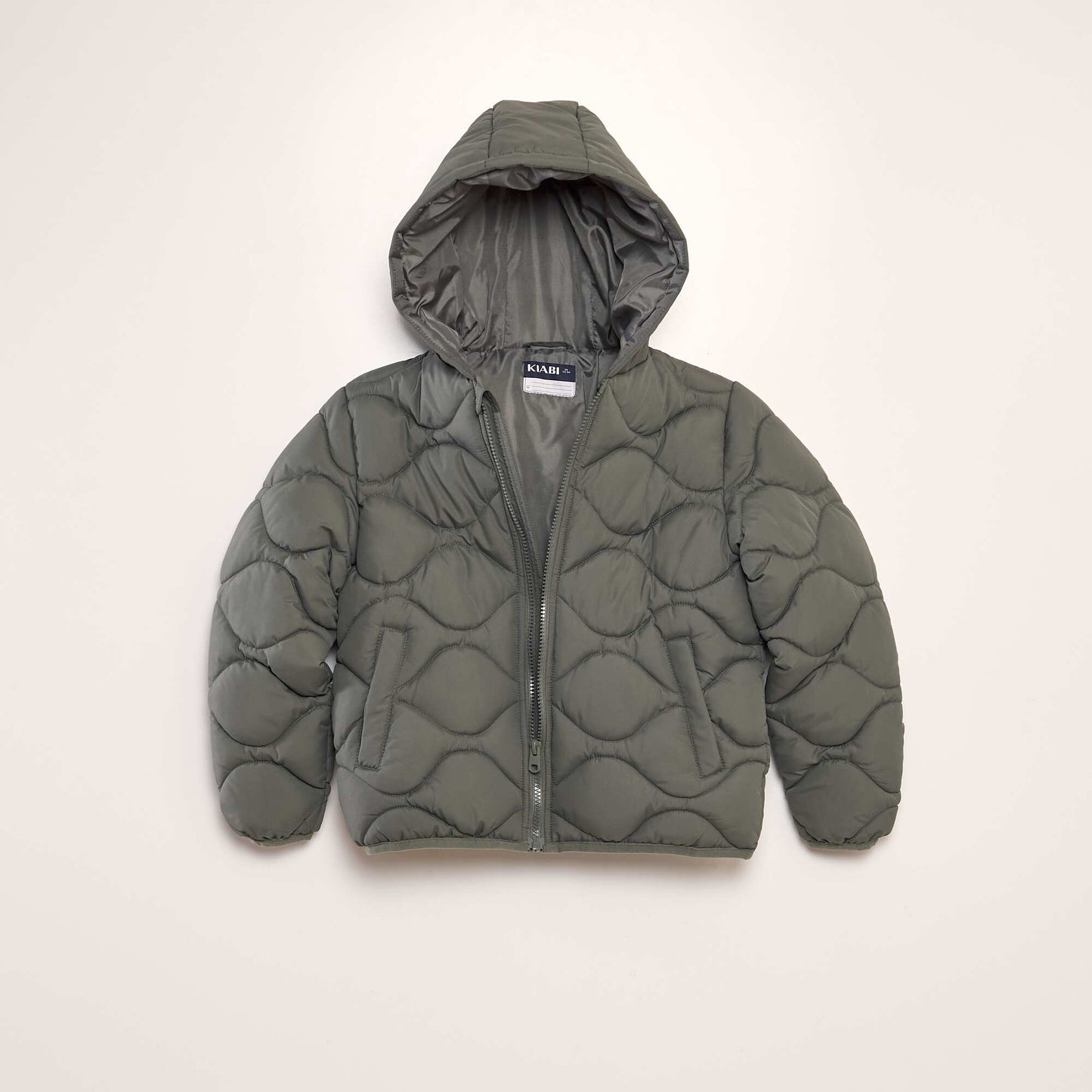 Quilted padded jacket with hood KHAKI