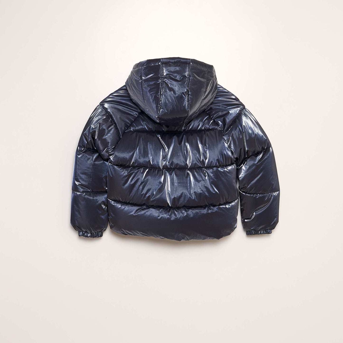 Metallic padded jacket with hood BLUE