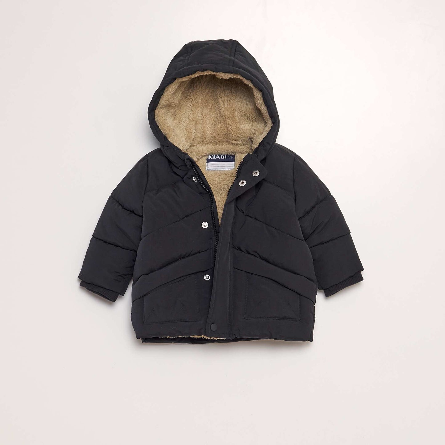 Sherpa padded jacket with hood black