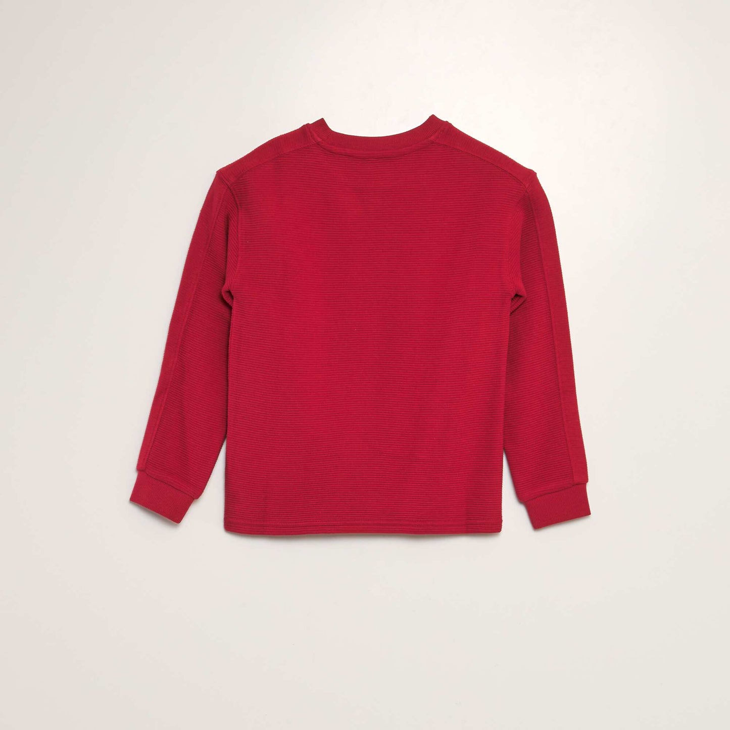 Roomy ribbed knit T-shirt RED