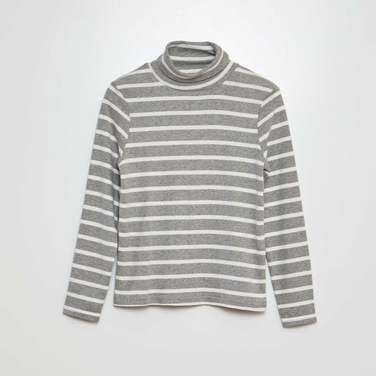 Striped stretch cotton undersweater GREY