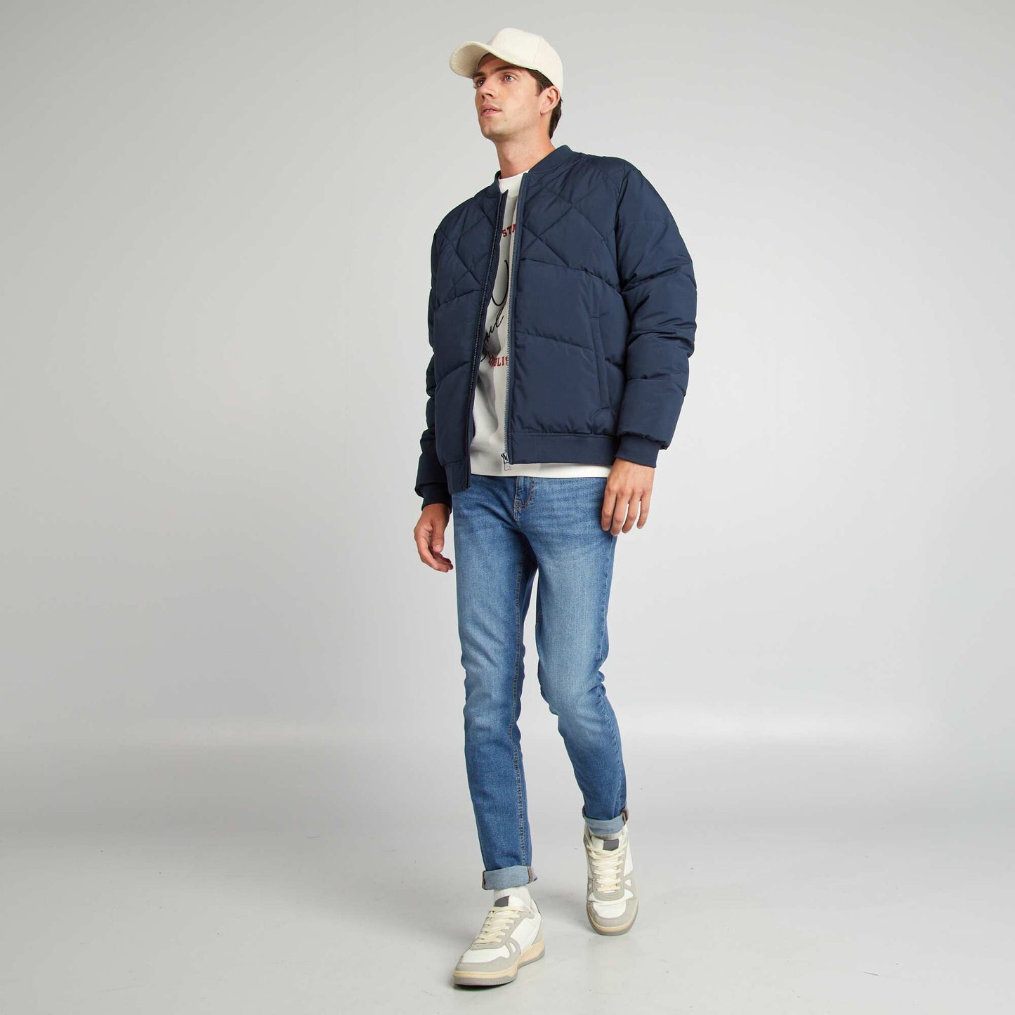 Quilted padded jacket blue