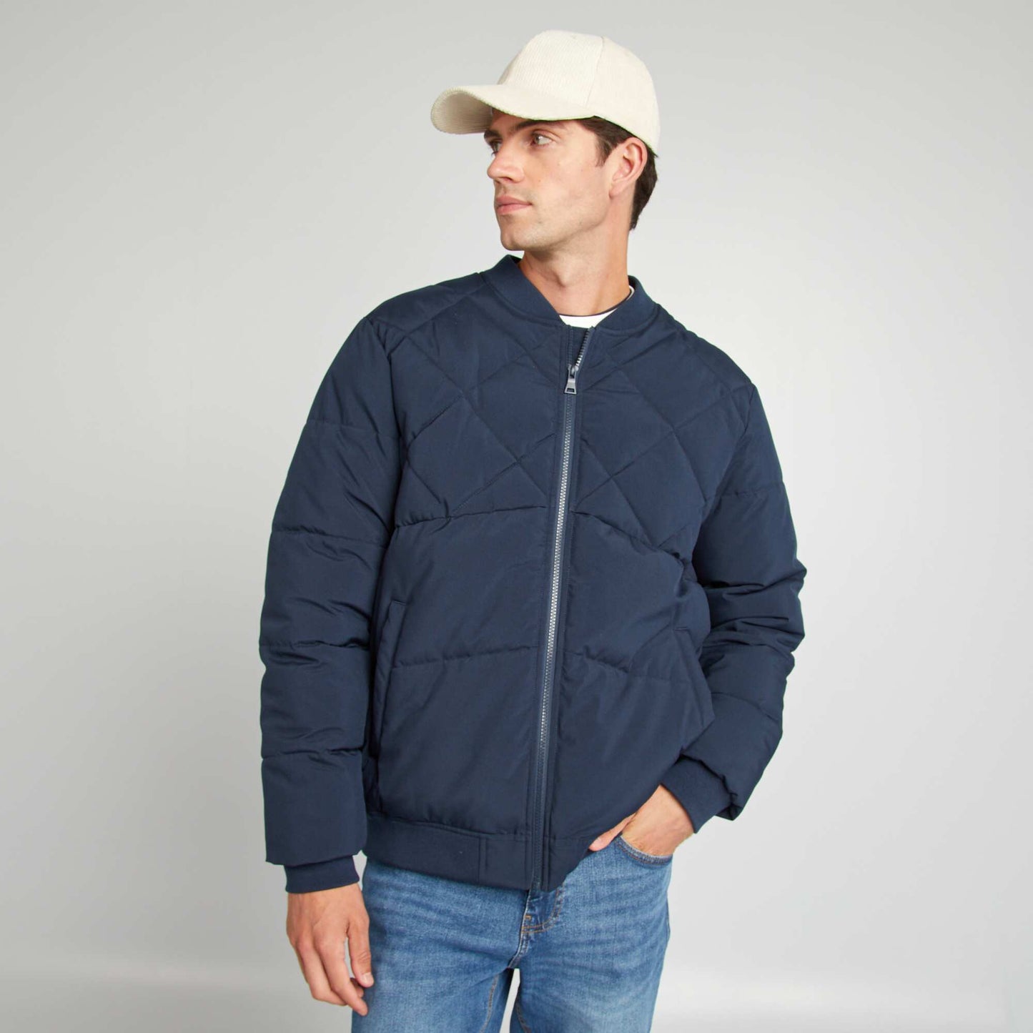 Quilted padded jacket blue