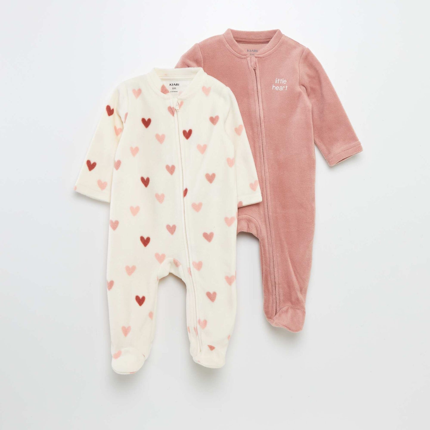 Pack of 2 fleece sleepsuits PINK