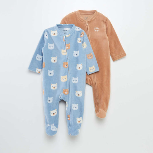 Pack of 2 fleece sleepsuits BLUE