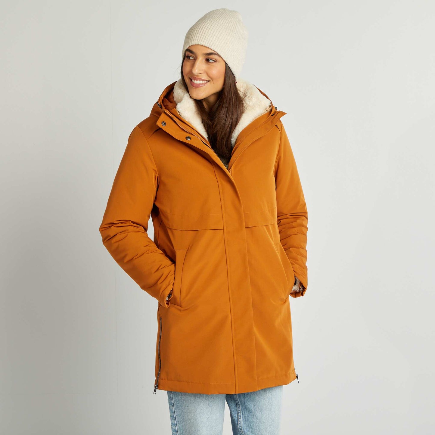 3-in-1 fur-lined parka BROWN