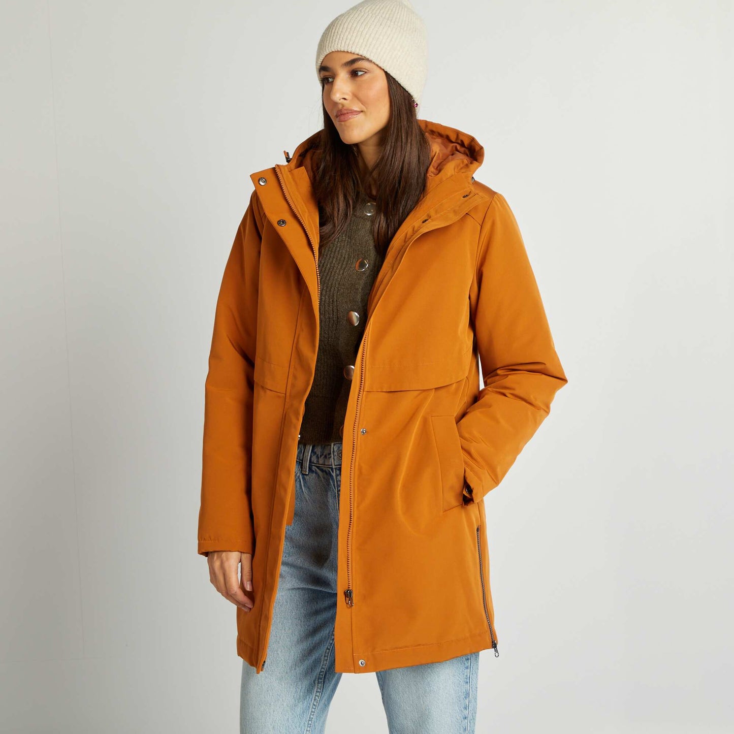 3-in-1 fur-lined parka BROWN