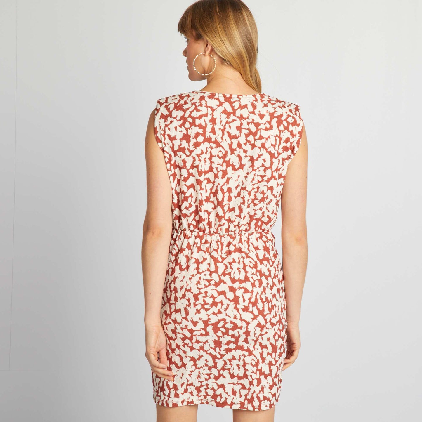 Crêpe dress with shoulder pads ORANGE