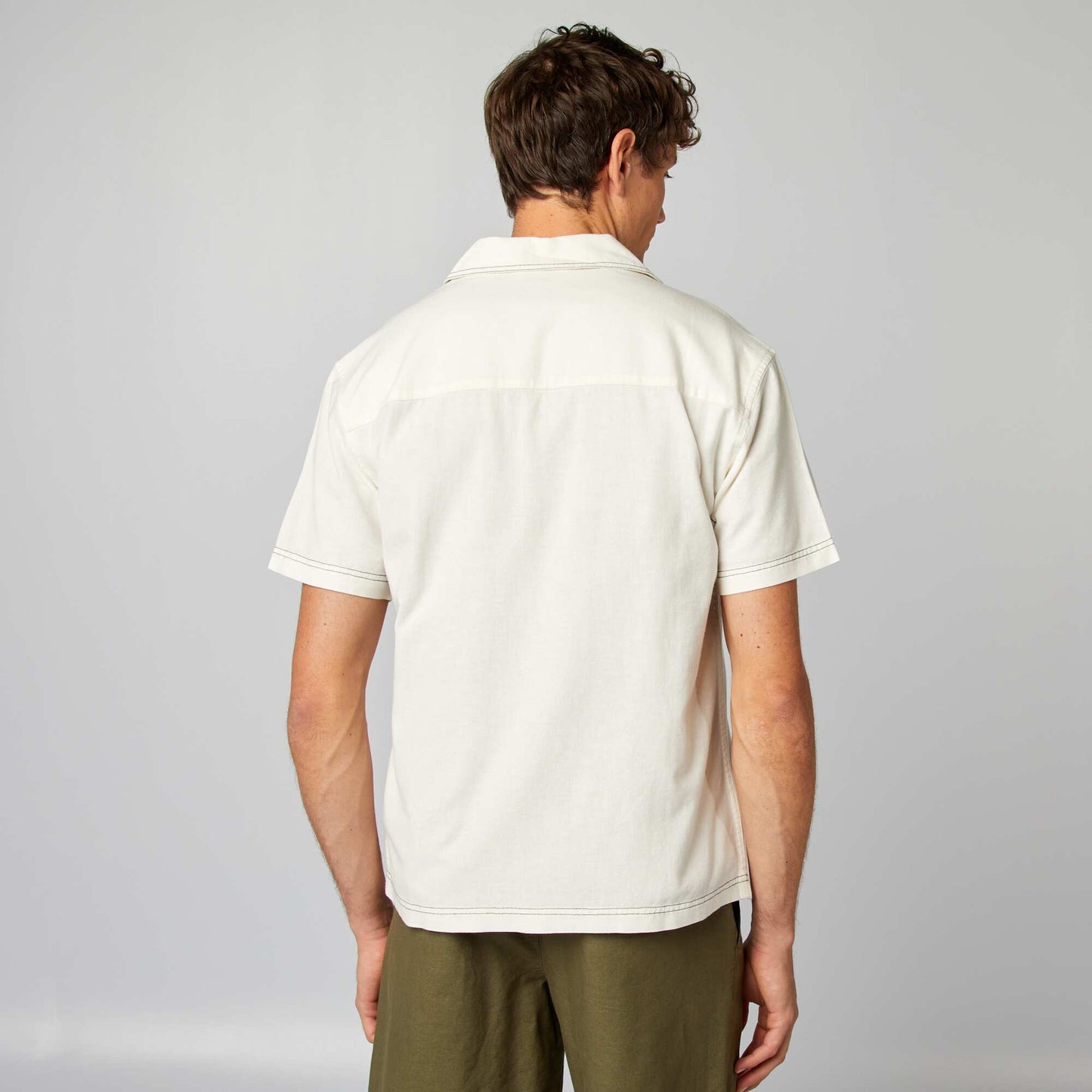 Short-sleeved linen-blend shirt WHITE