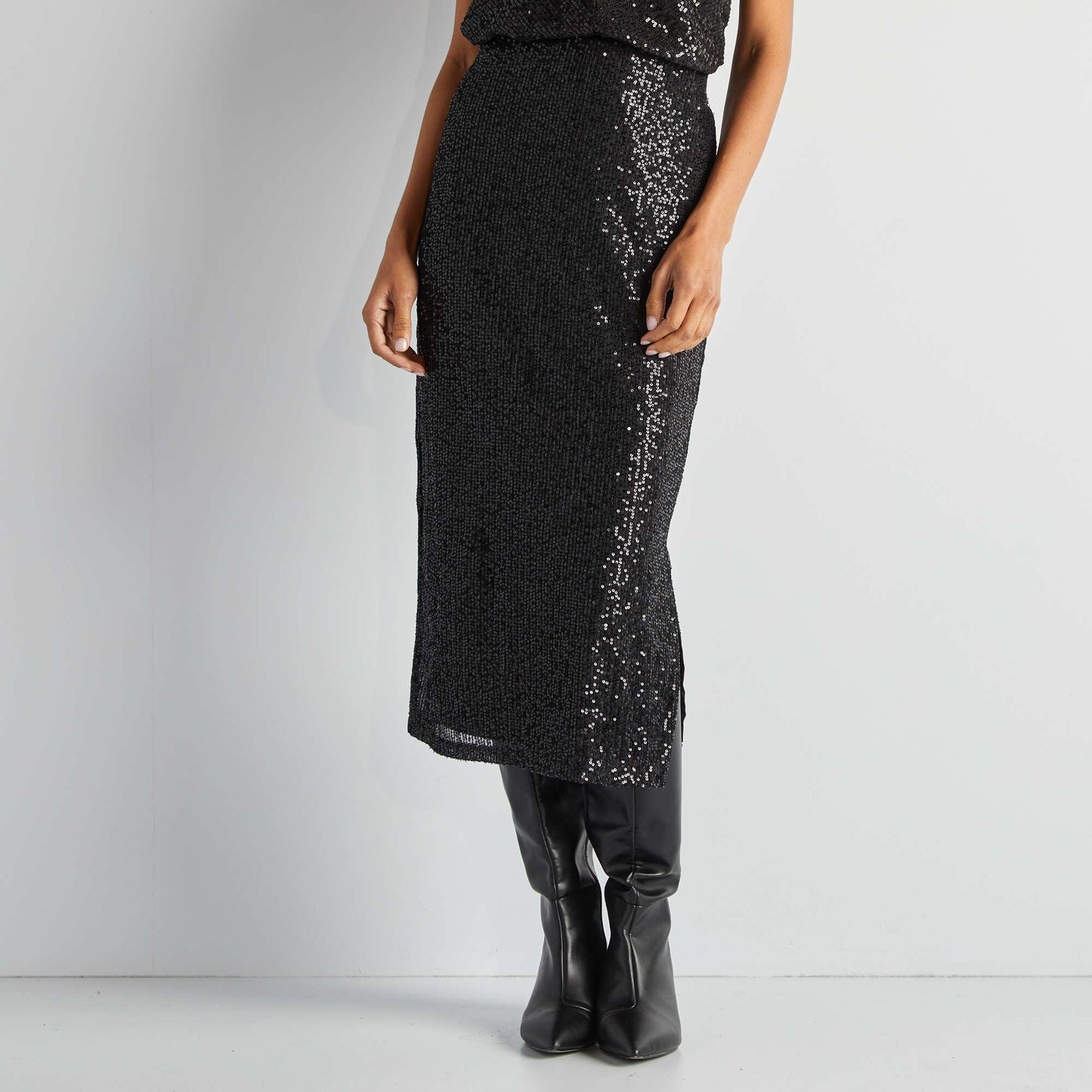 Sequined party skirt BLACK