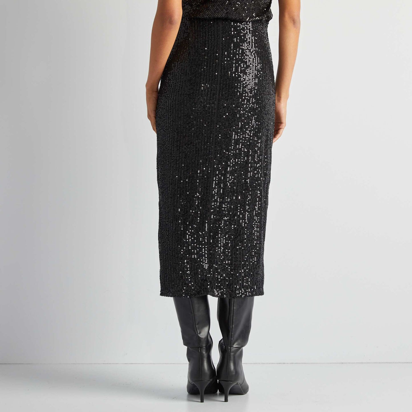 Sequined party skirt BLACK