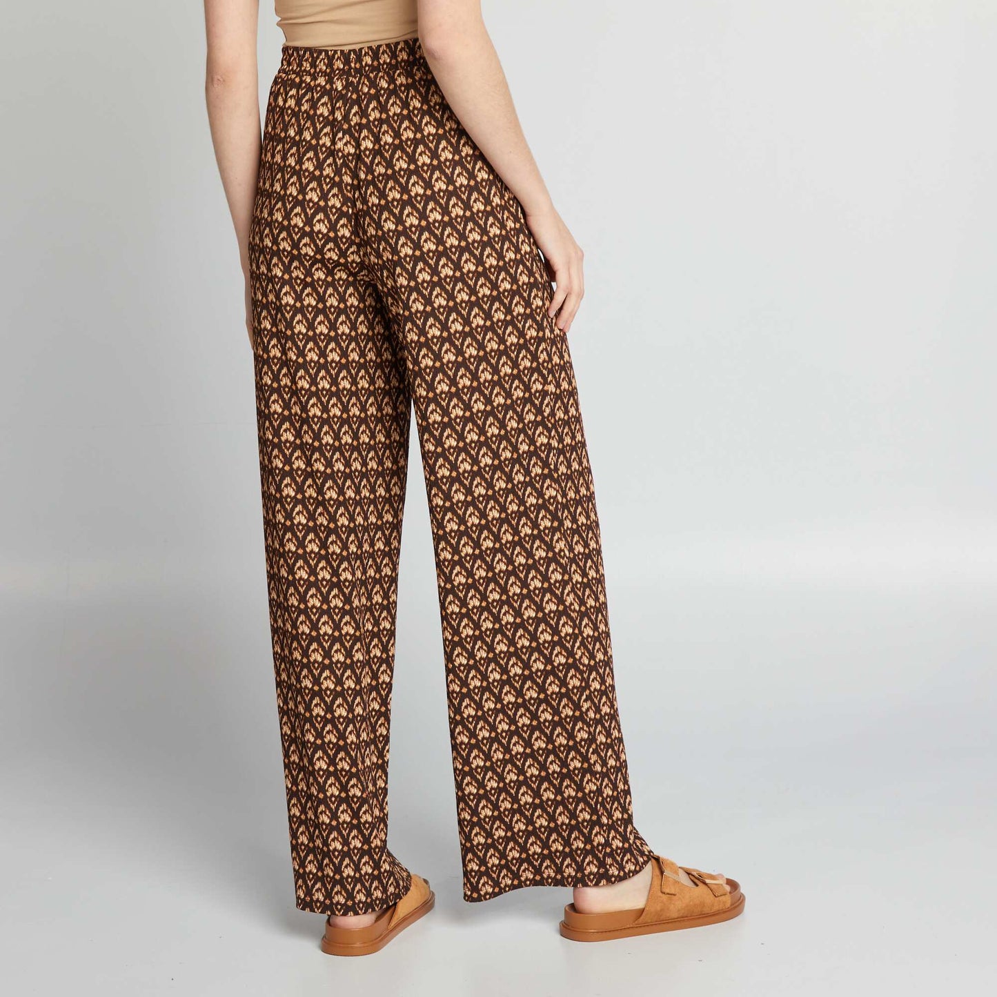 Flowing printed trousers BROWN