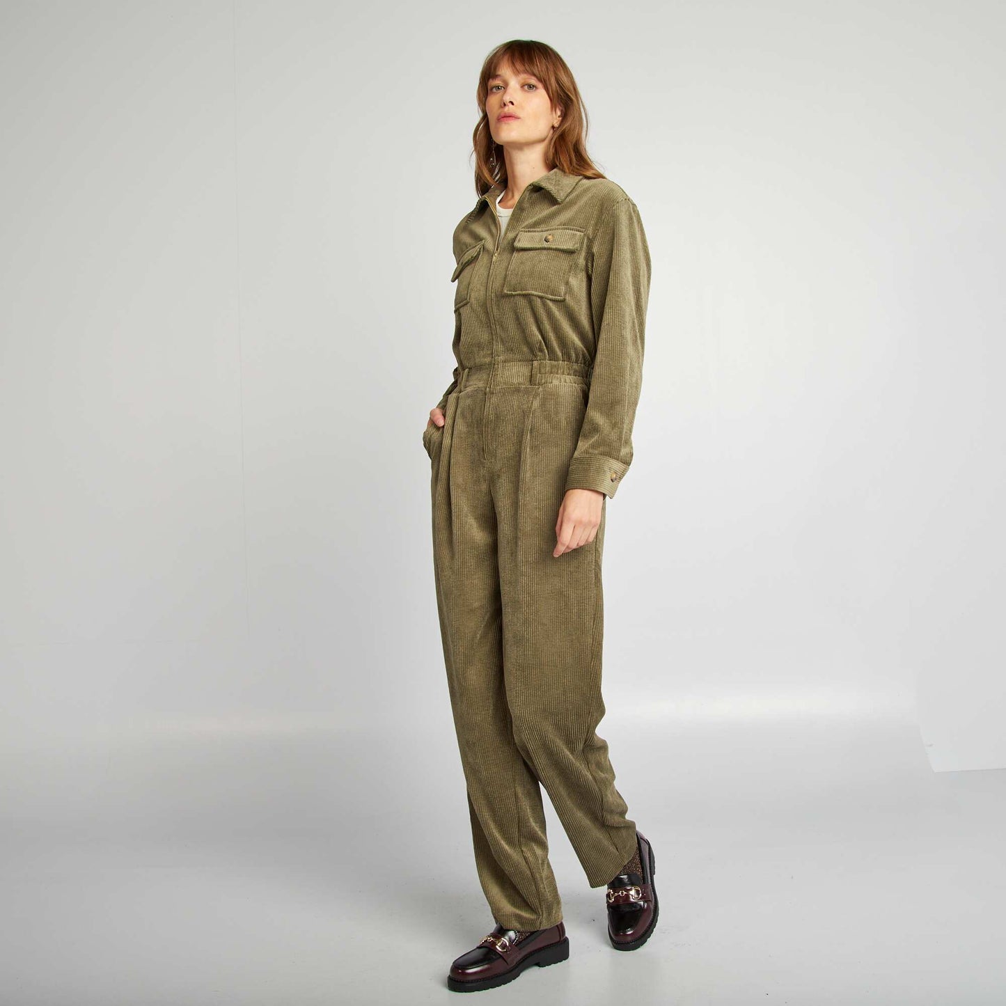 Velour jumpsuit KHAKI