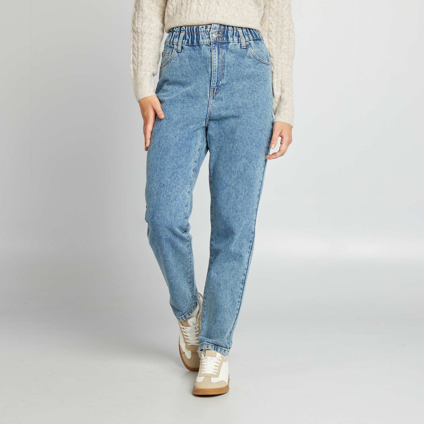 Mom-fit denim trousers BLUE