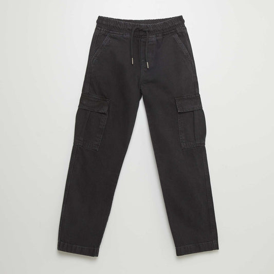 Multi-pocket denim trousers GREY