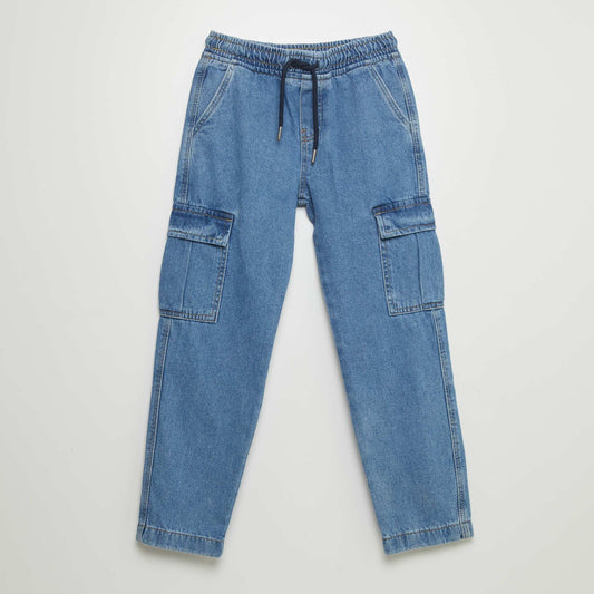 Multi-pocket denim trousers BLUE