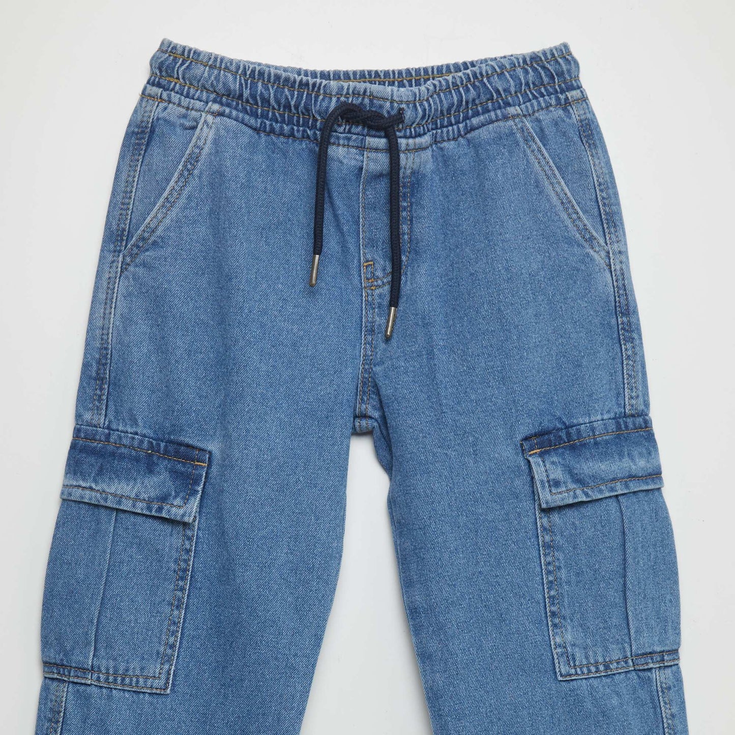 Multi-pocket denim trousers BLUE