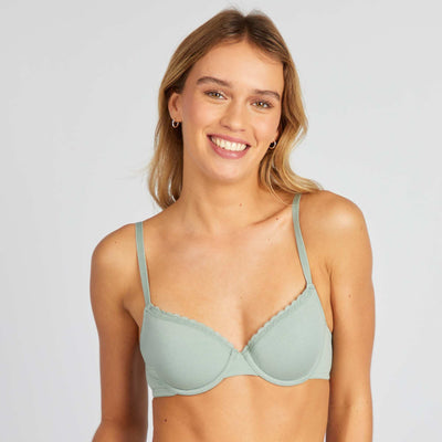 Padded cotton bra GREEN