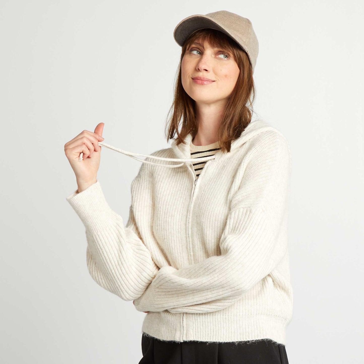 Hooded cardigan BEIGE