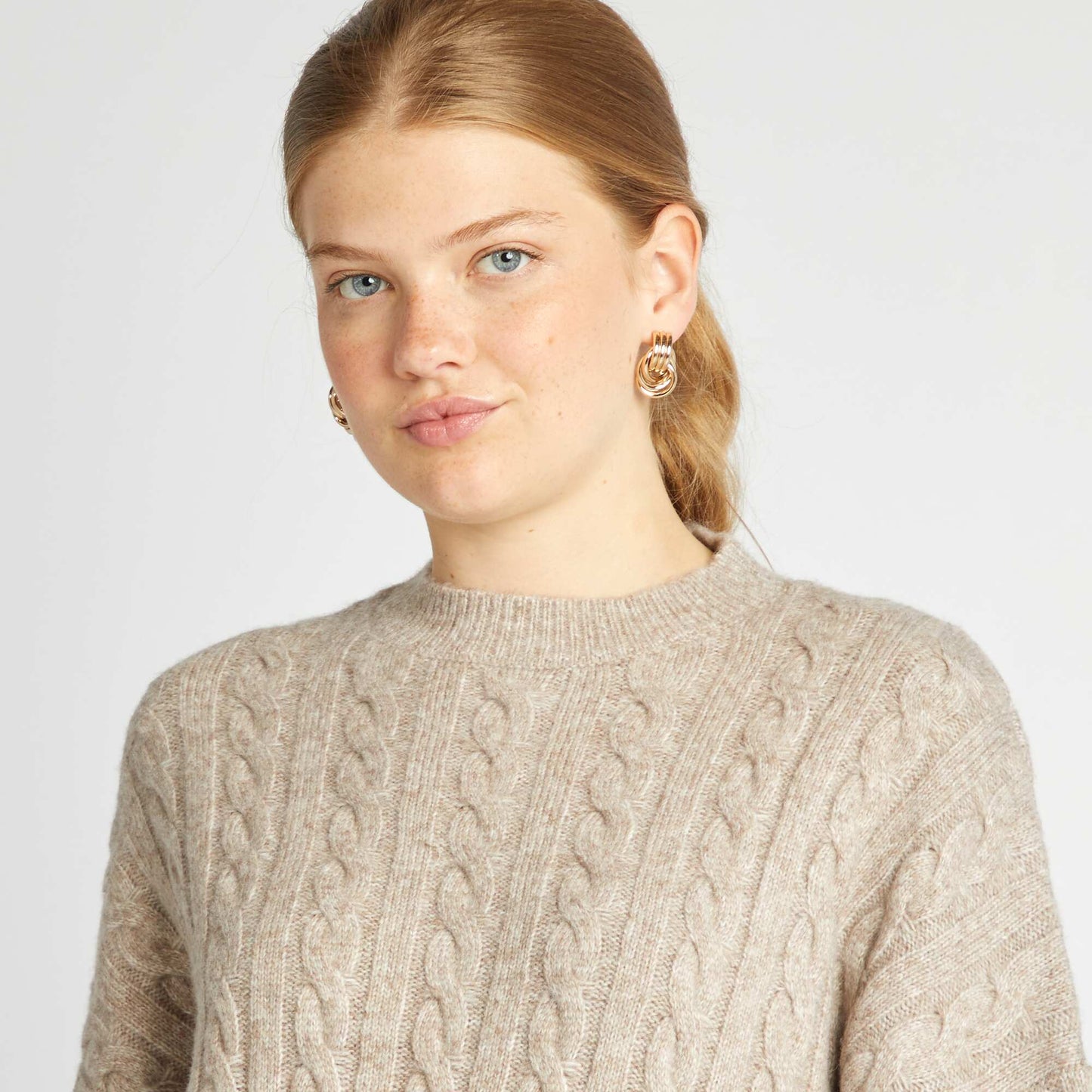 Cable-knit sweater dress BEIGE