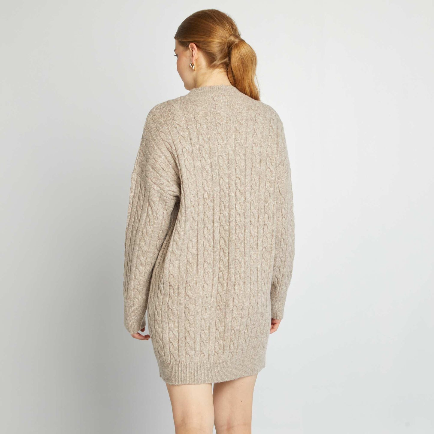 Cable-knit sweater dress BEIGE