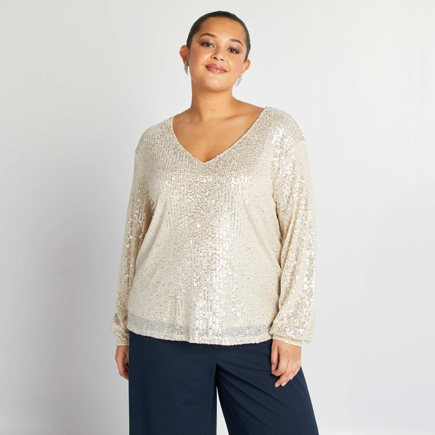 Long-sleeved sequined T-shirt YELLOW