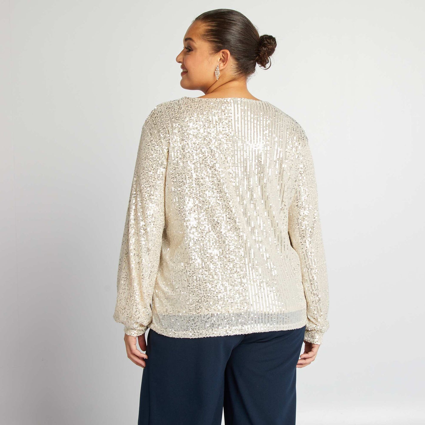 Long-sleeved sequined T-shirt YELLOW