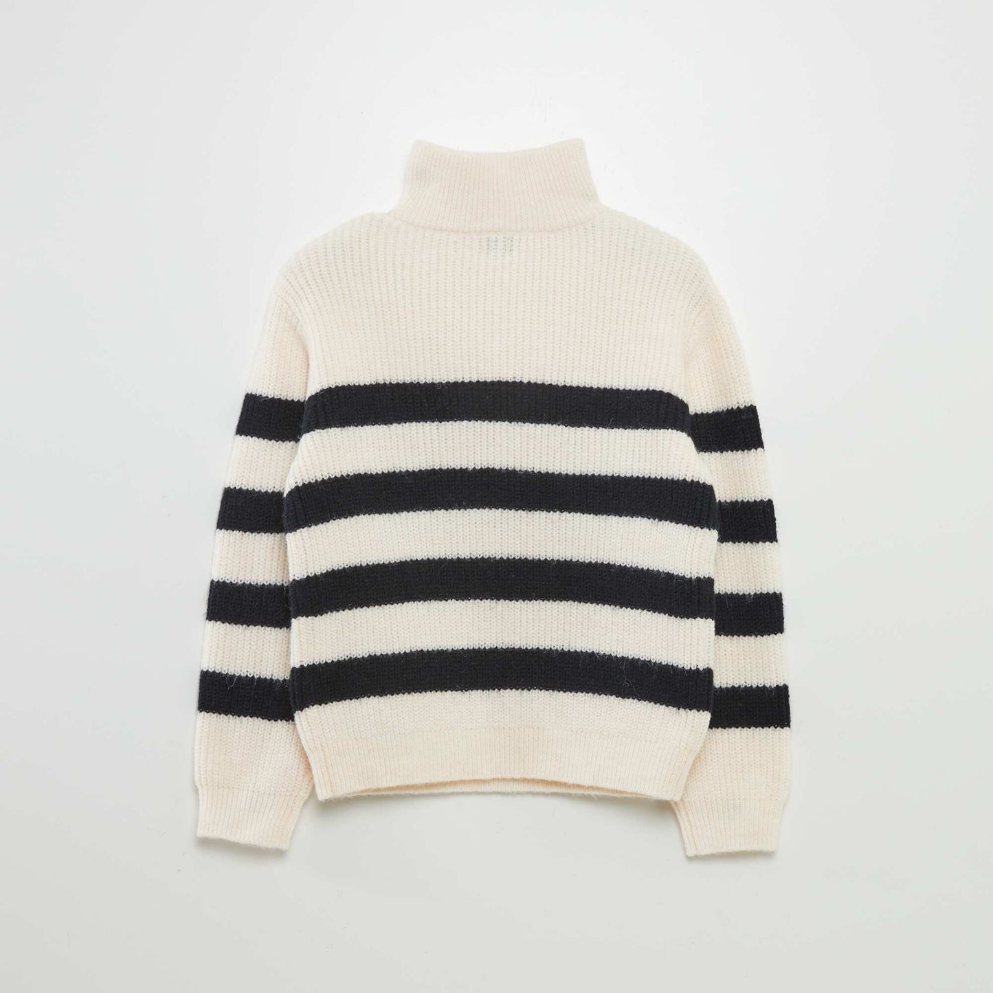 Zip-up high neck sweater BEIGE