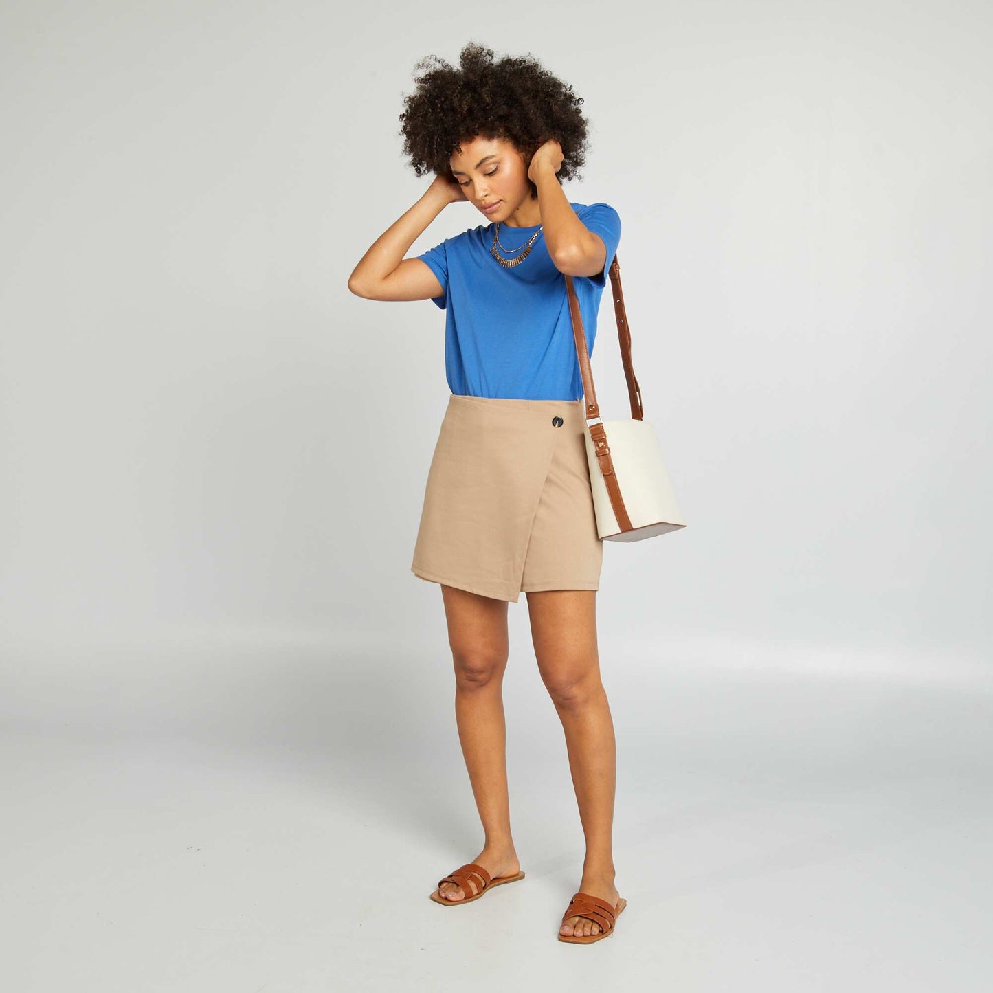 Buttoned skort BEIGE