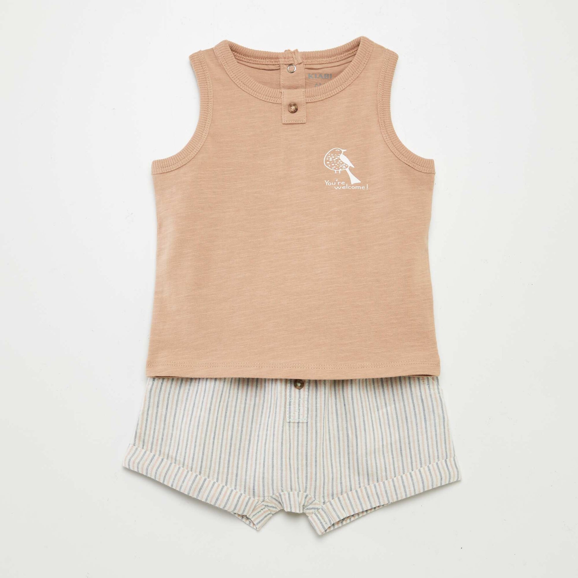 Linen blend outfit - 2-piece set WHITE