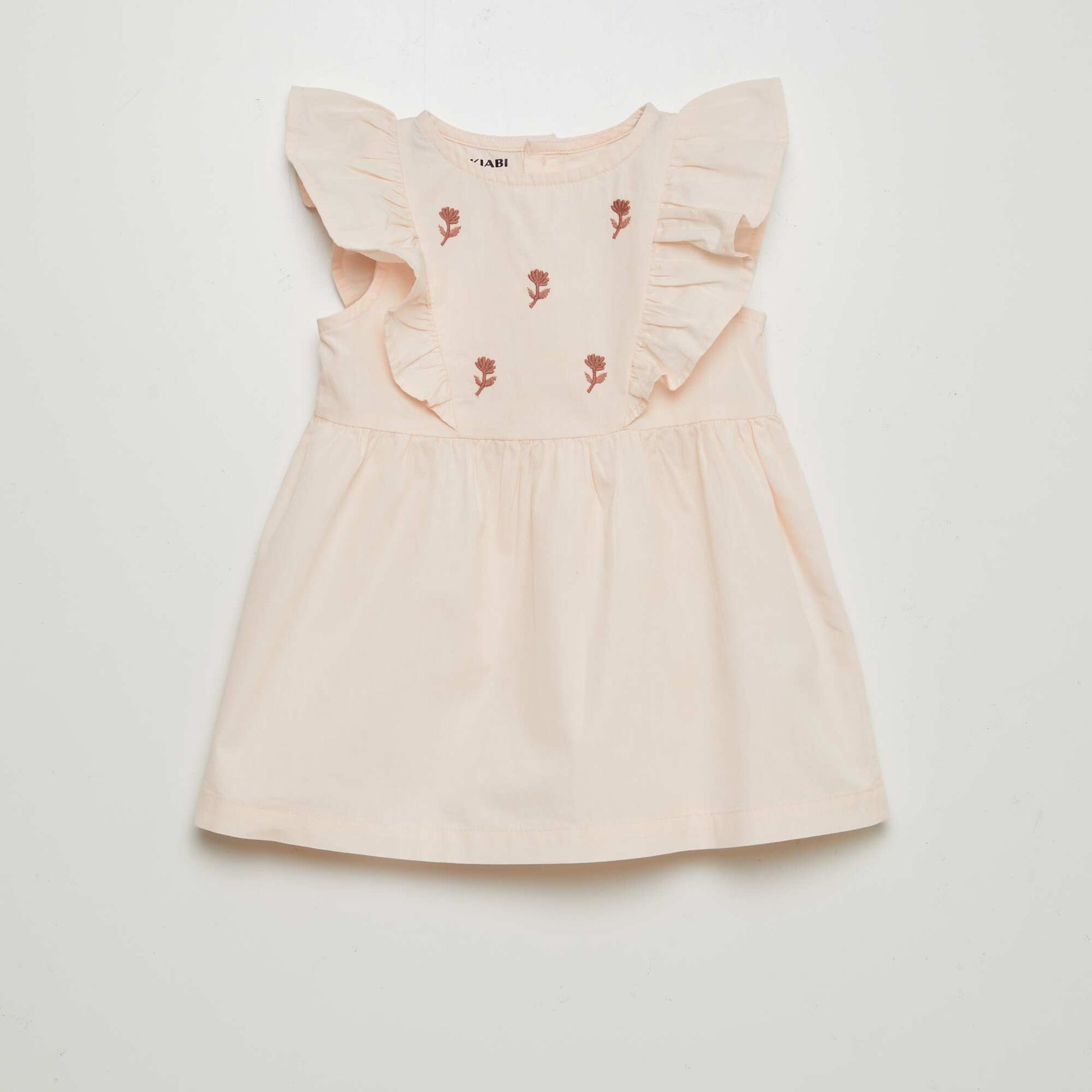 Lightweight dress with ruffles around the arms WHITE