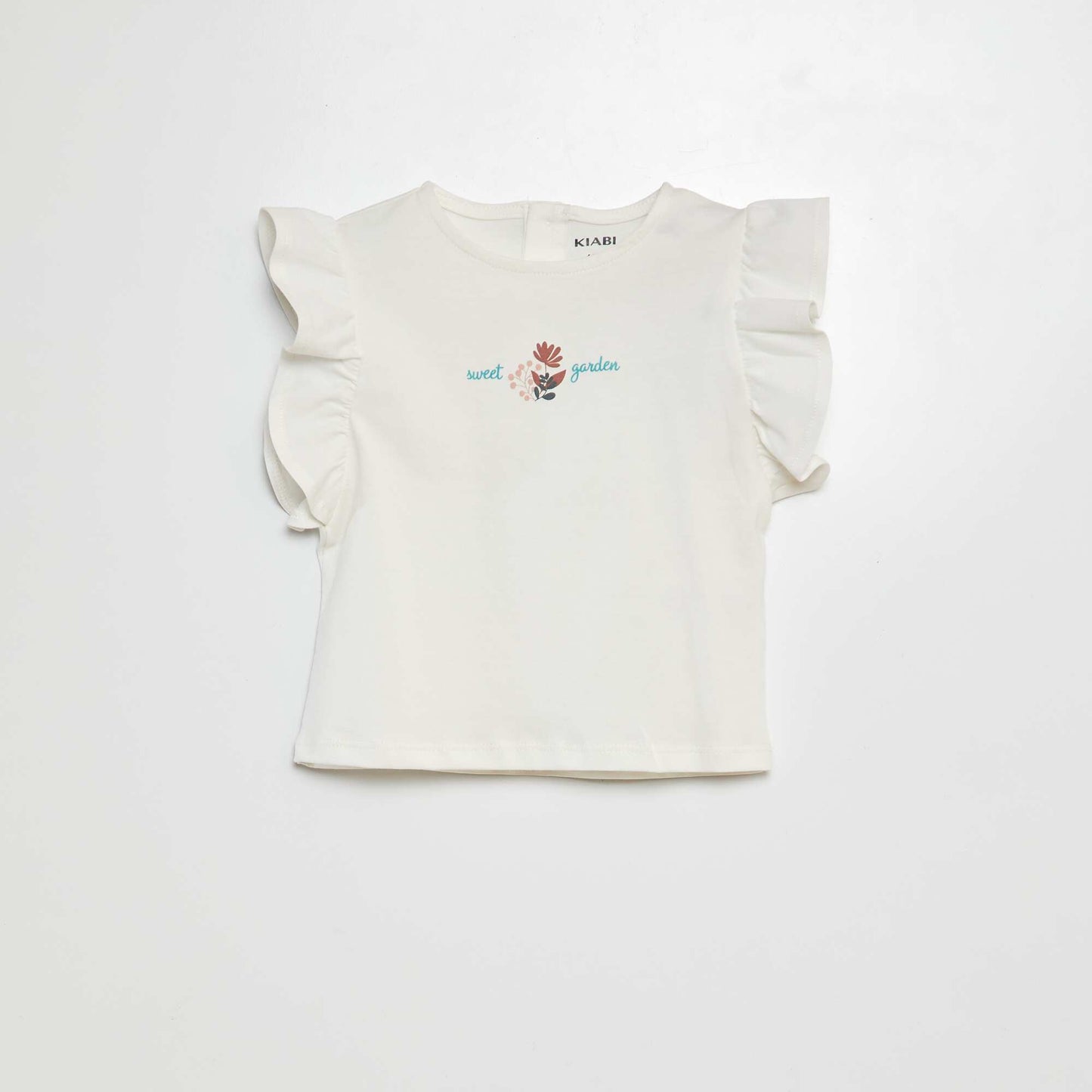 T-shirt with ruffled sleeves WHITE